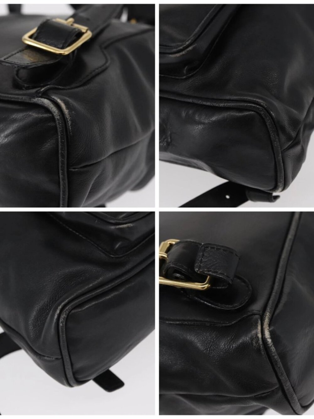 GUCCI Bamboo Backpack Leather Black Gold - Picture 14 of 16